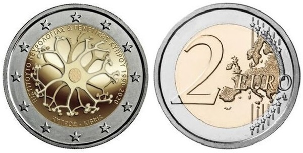 Photo of 2 euro (30 años del Instituto de Neurología y Genética de Chipre)