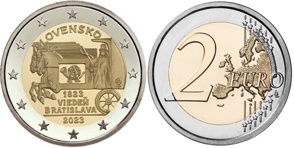 Photo of 2 euro (200 Aniversario del Correo a caballo entre Viena y Bratislava)