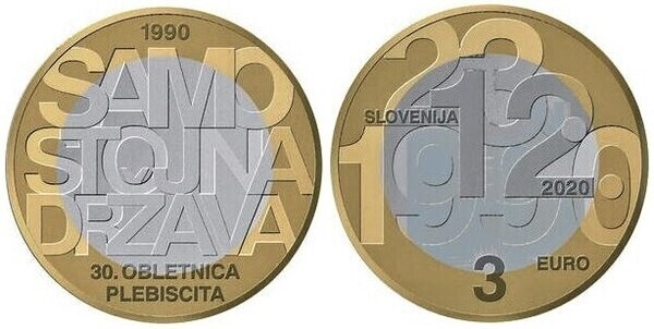 Photo of 3 euro (30 Aniversario del Plebiscito Sobre la Soberania de la Republica Eslovena)