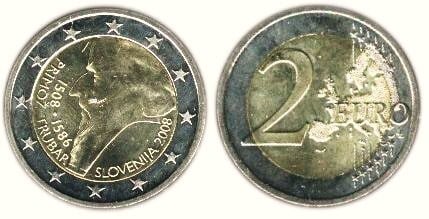 Photo of 2 euro (500 Aniversario del Nacimiento de Primoz Trubar)