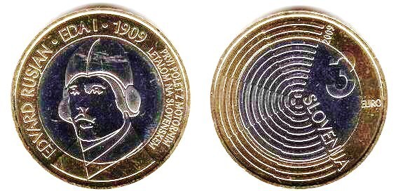 Photo of 3 euro (Edvard Rusjan, aviador)