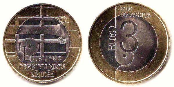 Photo of 3 euro (Ljubljana, Capital Mundial del Libro)