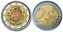 2 euro (10th Anniversary of Euro Circulation) from Spain