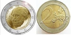 2 euro (150th Anniversary of the Death of Andreas Kalvos) from Greece