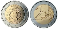 2 euro (10th Anniversary of Euro Circulation) from Ireland