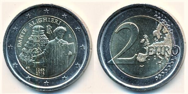 Photo of 2 euro (750 Aniversario del Nacimiento de Dante Aligheri)