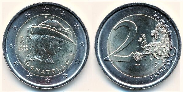 Photo of 2 euro (550 Aniversario de la Muerte de Donatello)