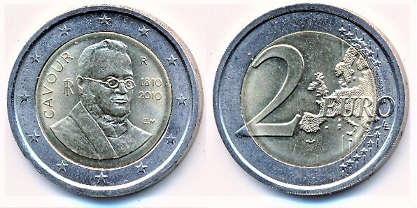 Photo of 2 euro (200 Aniversario del Nacimiento de Camillo Benso, Conde de Cavour)