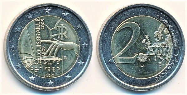 Photo of 2 euro (200 Aniversario del Nacimiento de Louis Braille)
