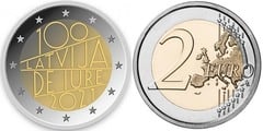 2 euro (100th Anniversary of Latvia's recognition) from Latvia