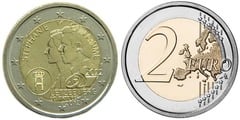 2 euro (Stephanie and Guillaume's 10th Wedding Anniversary) from Luxembourg