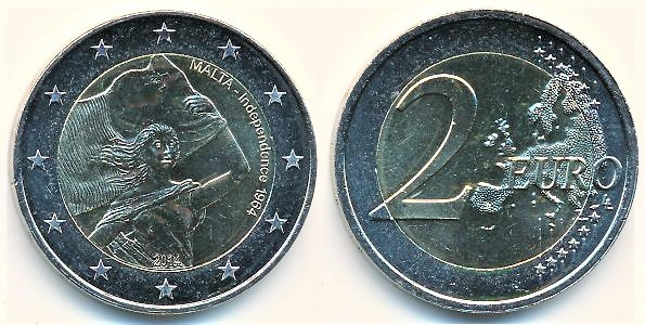 Photo of 2 euro (50 Aniversario de la Independencia de Malta en 1964)