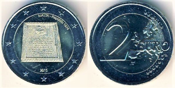 Photo of 2 euro (40 Aniversario de la República de Malta en 1974)
