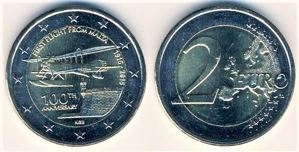 Photo of 2 euro (100 Aniversario del Primer Vuelo desde Malta)