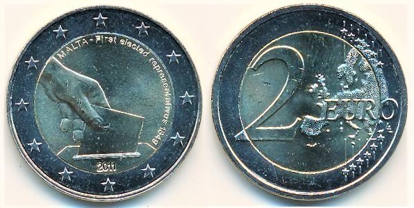Photo of 2 euro (Primera Elección de Representantes en 1849)
