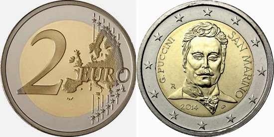Photo of 2 euro (90 Aniversario de la Muerte de Giacomo Puccini)