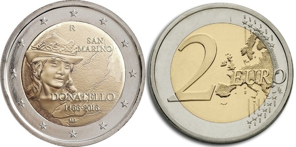 Photo of 2 euro (550 Aniversario de la Muerte de Donatello)