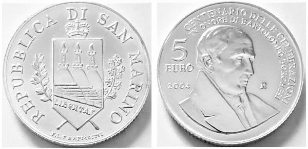 Photo of 5 euro (100 Aniversario de la Celebración en Honor de Bartolomeo Borghesi)