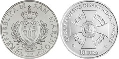 10 euro (100 Aniversario de la Orden Ecuestre de Santa Águeda) from San Marino